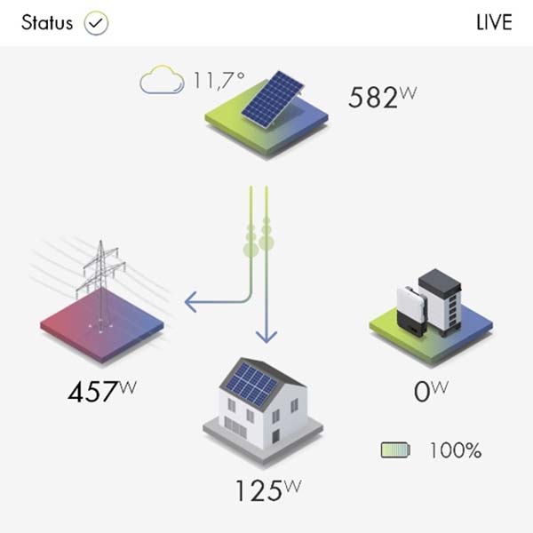 Figuur 1: Met een EMS kunnen de ogenblikkelijke energiestromen (in dit voorbeeld: elektrisch vermogen) in een gebouw gevisualiseerd worden.