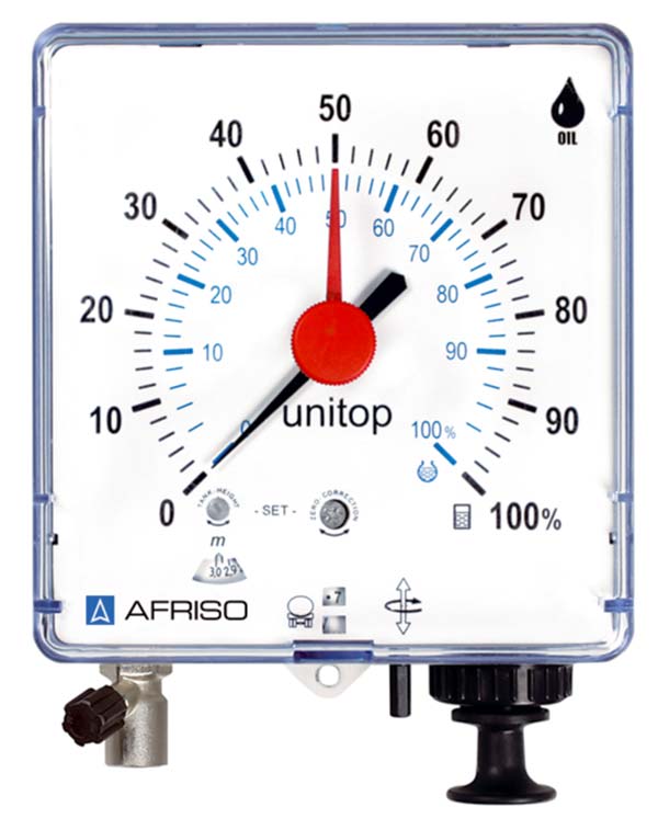 Figuur 3: Analoge pneumatische vulstandmeter. (Bron: Afriso)